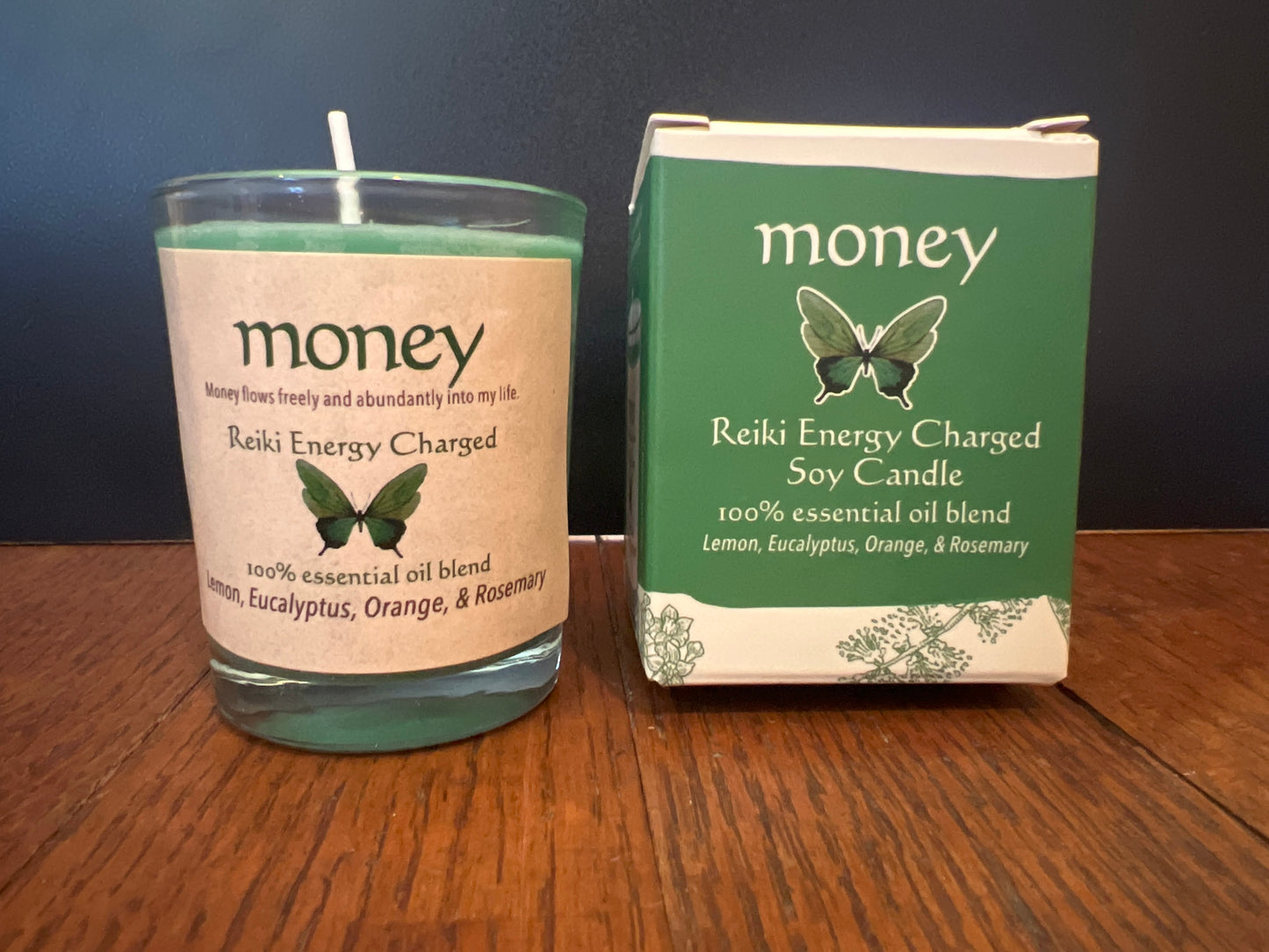 Money Reiki Energy Charged Soy Candle