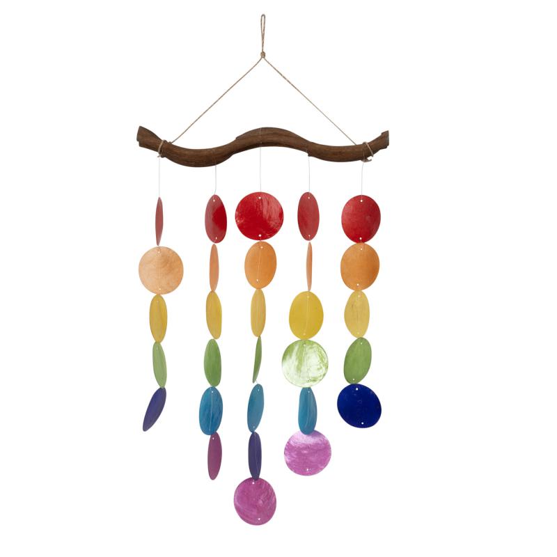 Rainbow Capiz Shell Stick Wind Chime