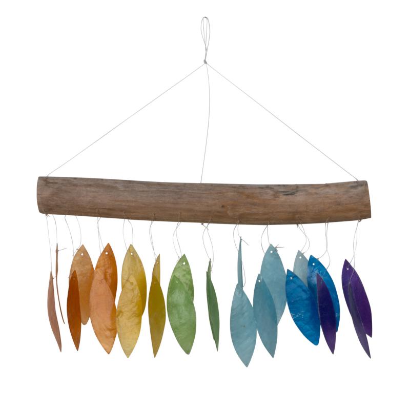 Pointed Rainbow Capiz Shell Stick Wind Chime