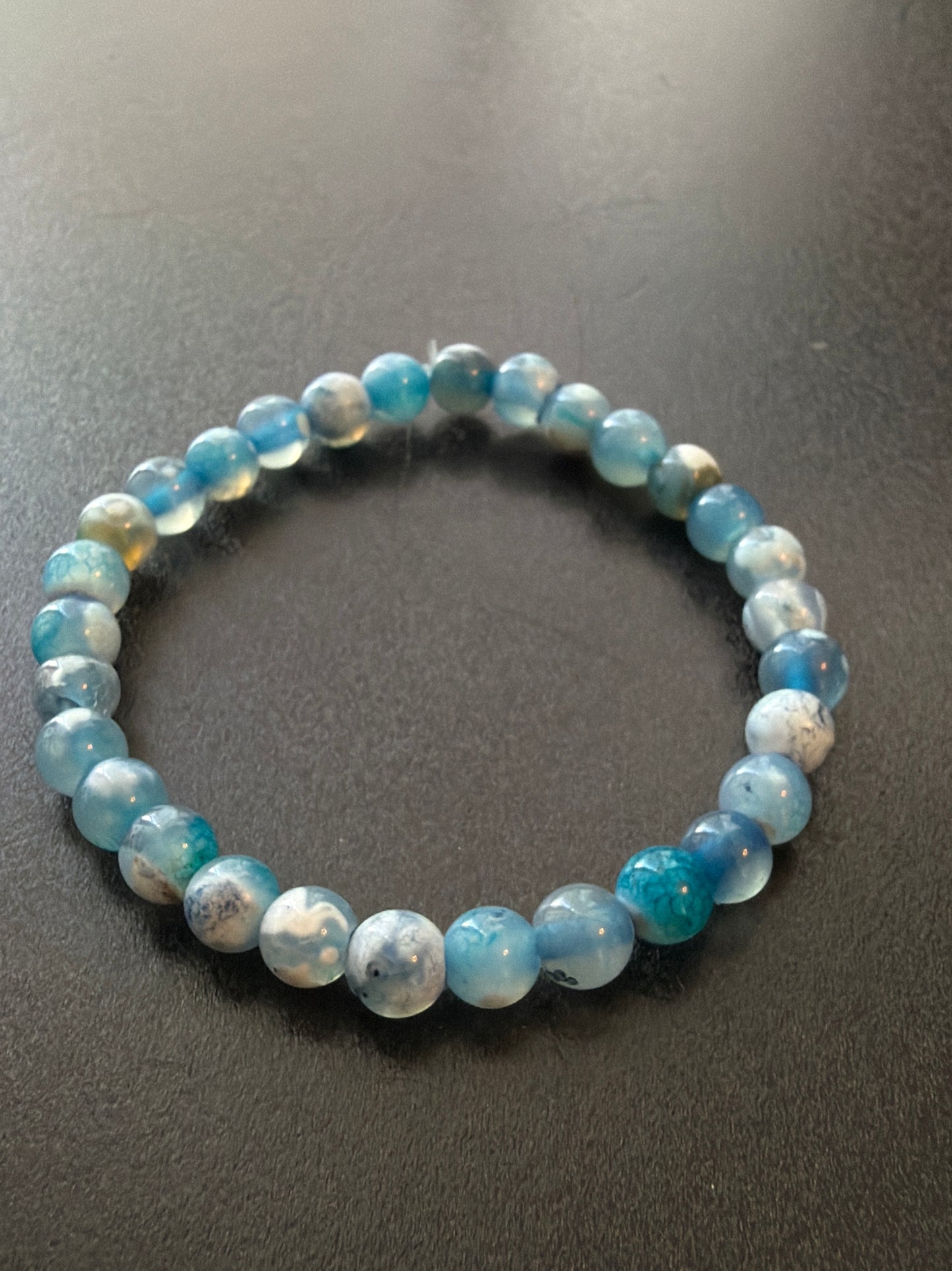 Agate Blue Fire Dragon Vein Natural Stone Bracelet by Kewl Beads\