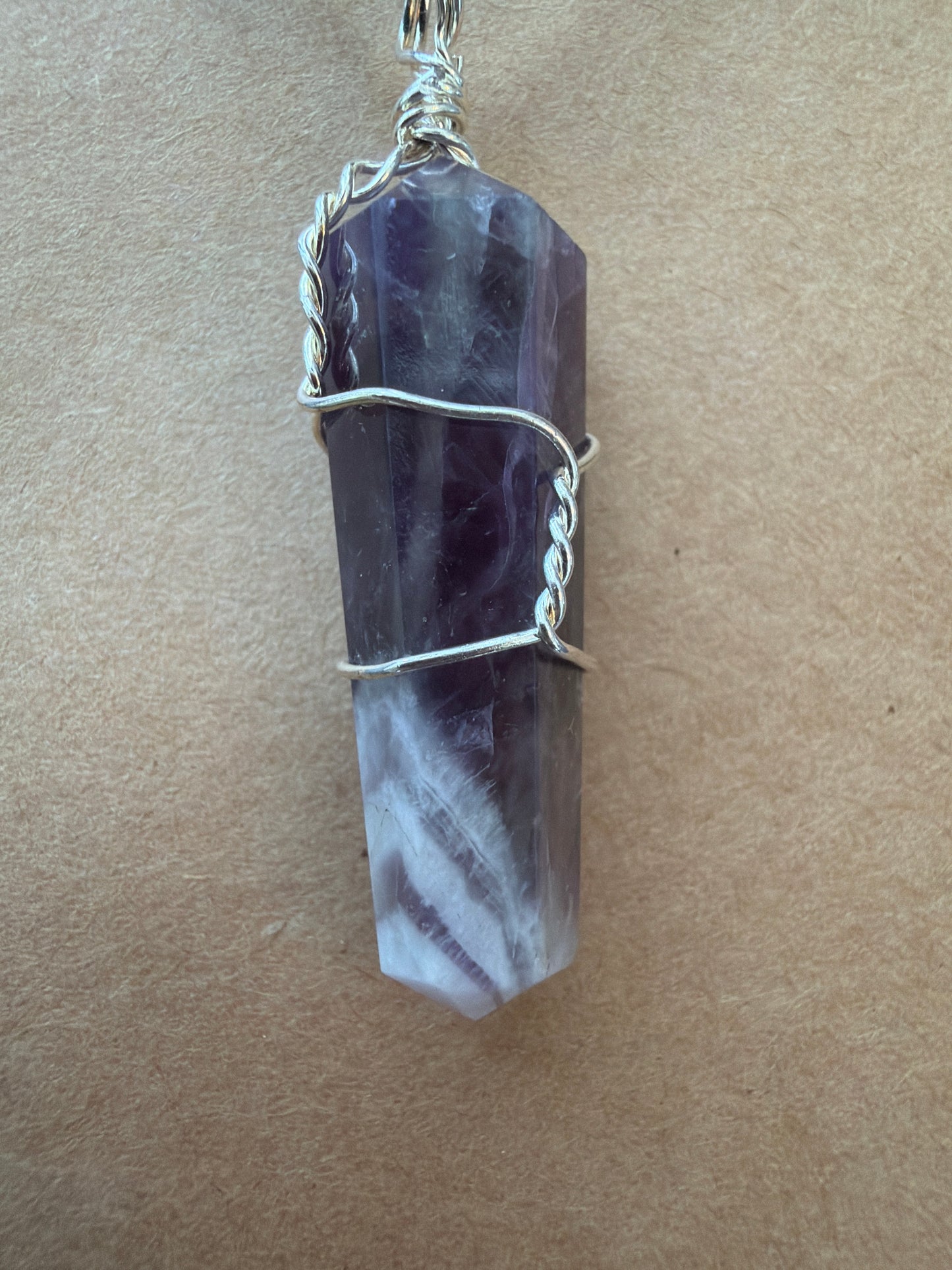 Necklace – Amethyst Wire Wrapped on Leather Necklace