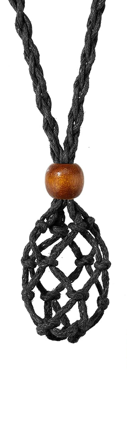 Crystal Stone Black Necklace Holder Braided Cord