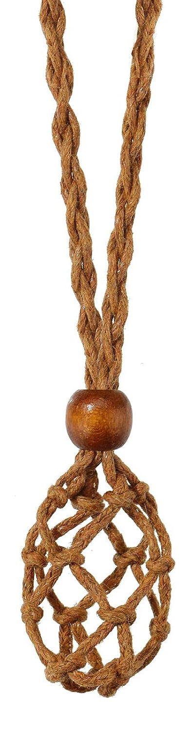 Crystal Stone Tan Necklace Holder Braided Cord