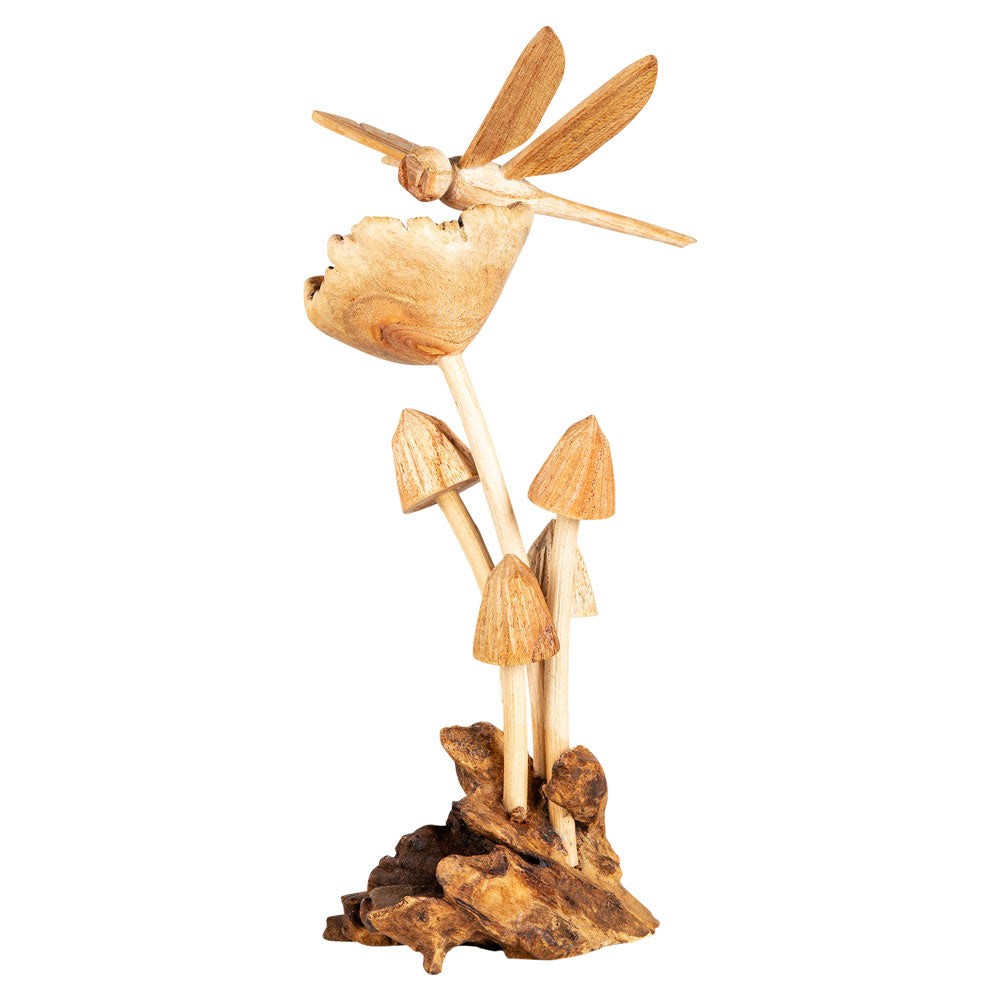 Wooden Mushroom with Dragonfly