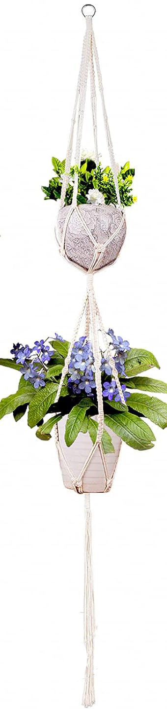 boho plant hanger Ivory Macrame Plant Hanger Style 14 – The Boho Being, LLC