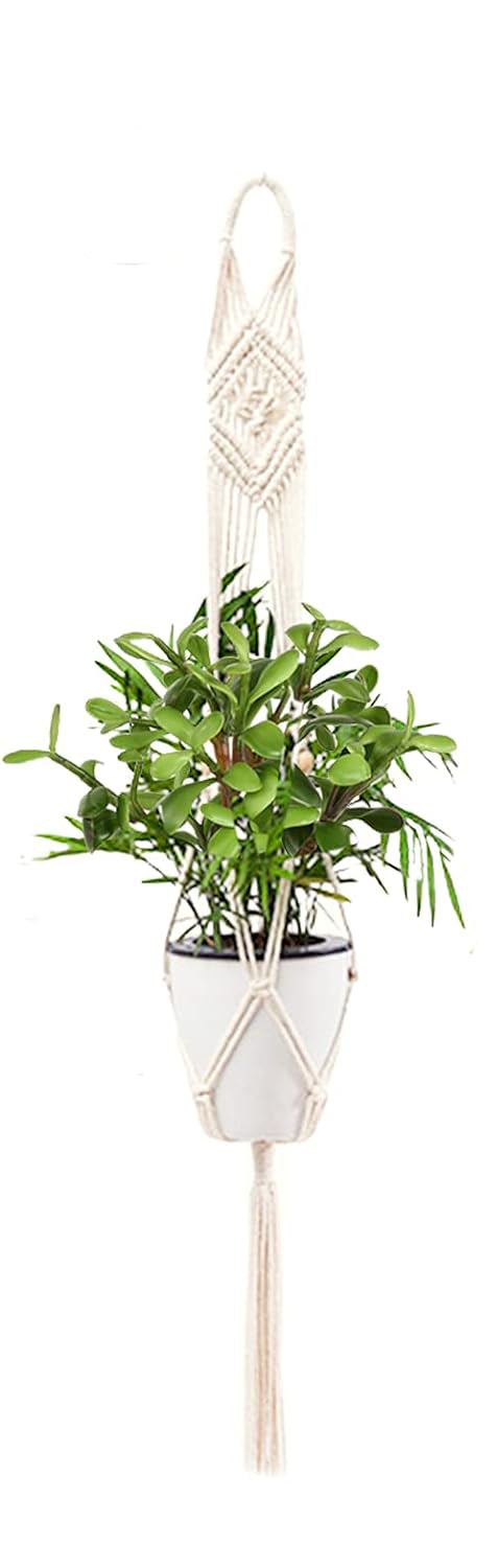 macrame plant hanger styles Ivory Macrame Plant Hanger Style 6
