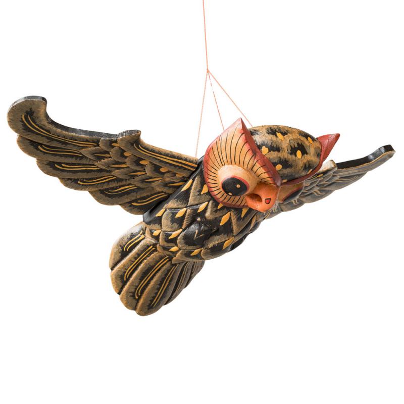 Wooden Hanging Flying Owl