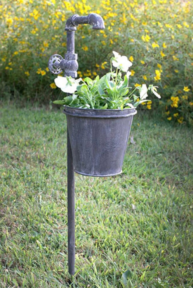 Faucet Garden Stake with Planter