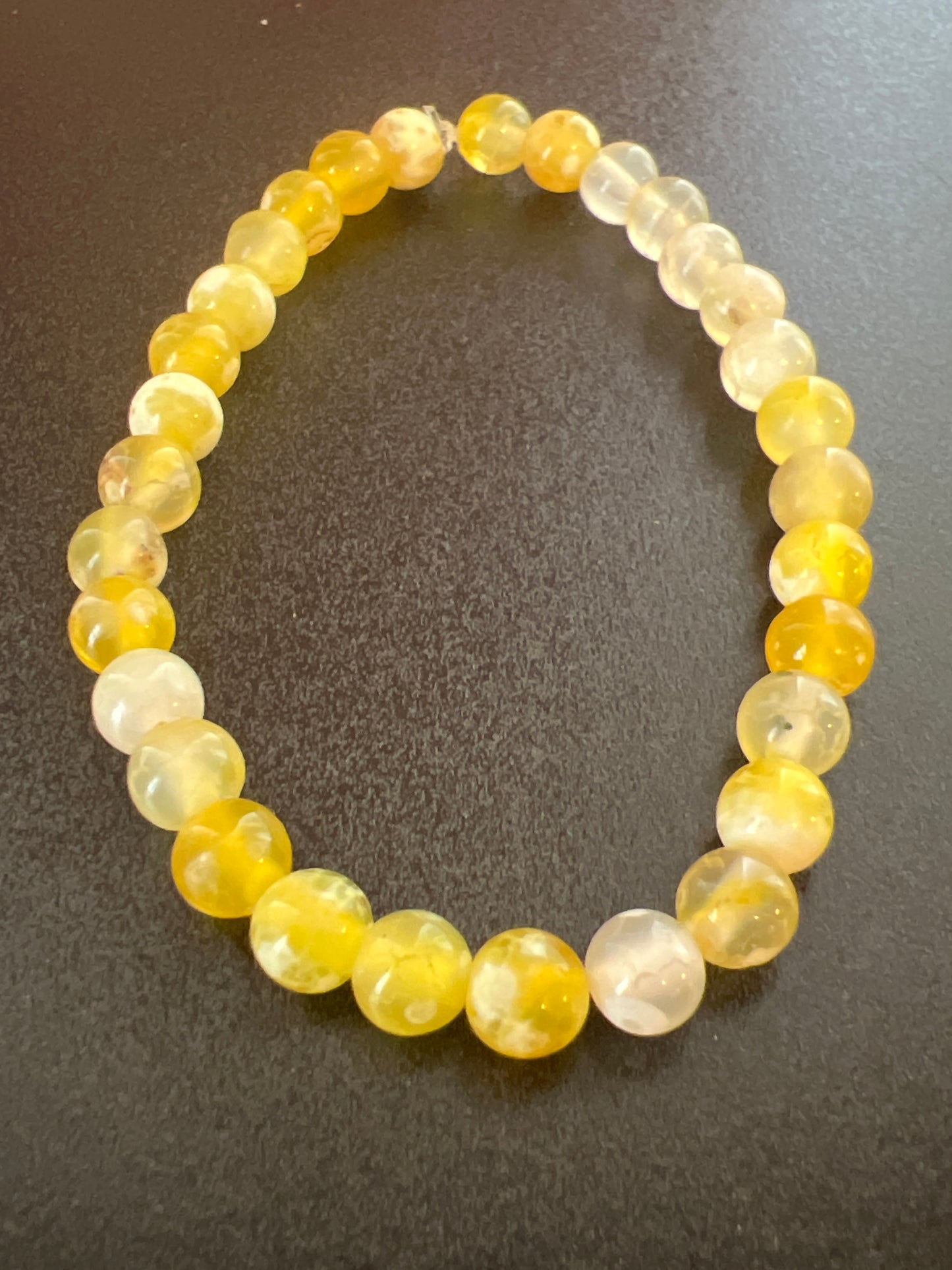 Yellow Fire Agate Natural Stone Bracelet by Kewl Beads