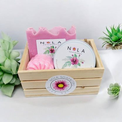 NOLA SoapWorks Gift Crate - Soap + Candle + Bath Bomb
