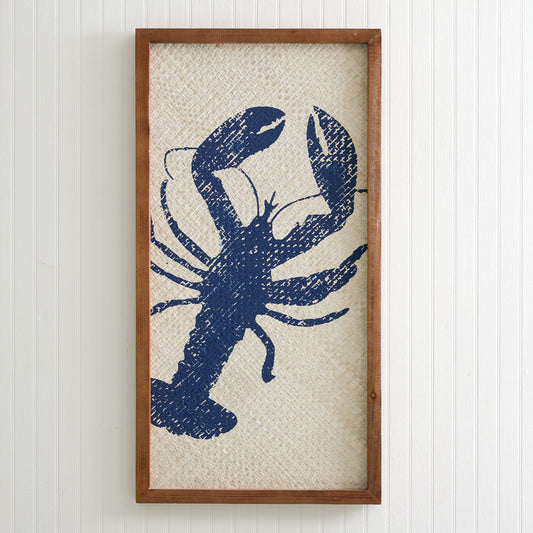 Blue Lobster Crawfish Coastal Wall Sign
