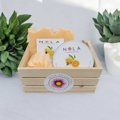 NOLA SoapWorks Gift Crate - Soap + Candle + Bath Bomb