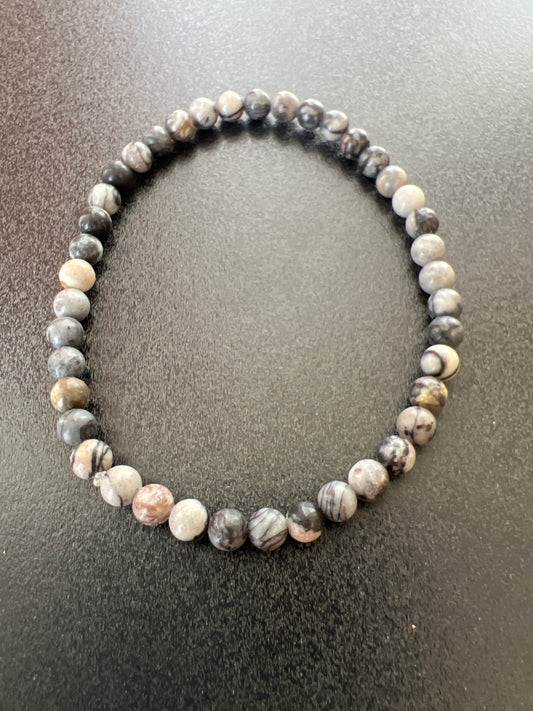 Black Network Agate Natural Stone Bracelet by Kewl Beads