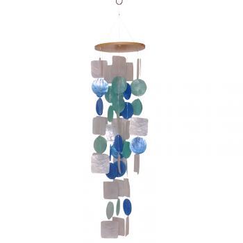 Blue Green and White Capiz Shell Wind Chime