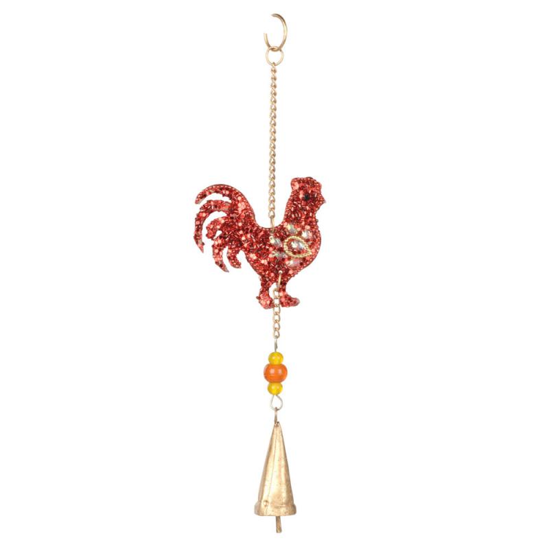 Mosaic Rooster Wind Chime With Bells