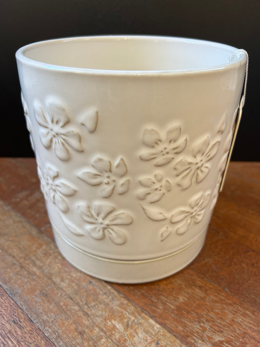 White Flower Pot Planter