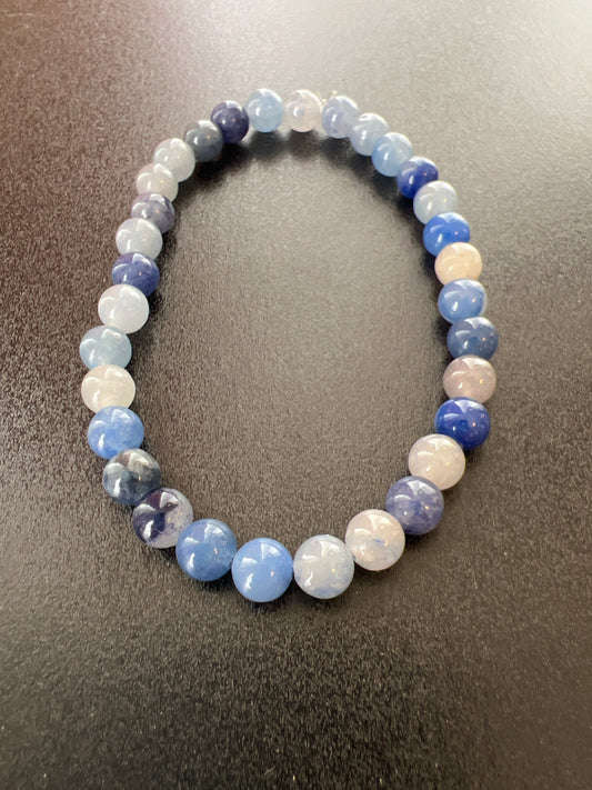 Blue Adventurine Natural Stone Bracelet by Kewl Beads