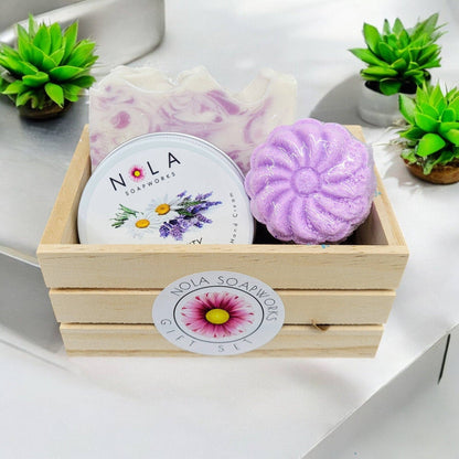 NOLA SoapWorks Gift Crate - Soap + Candle + Bath Bomb