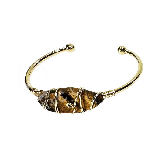 Bracelet - Tigers Eye Double Terminated Brass Adjustable