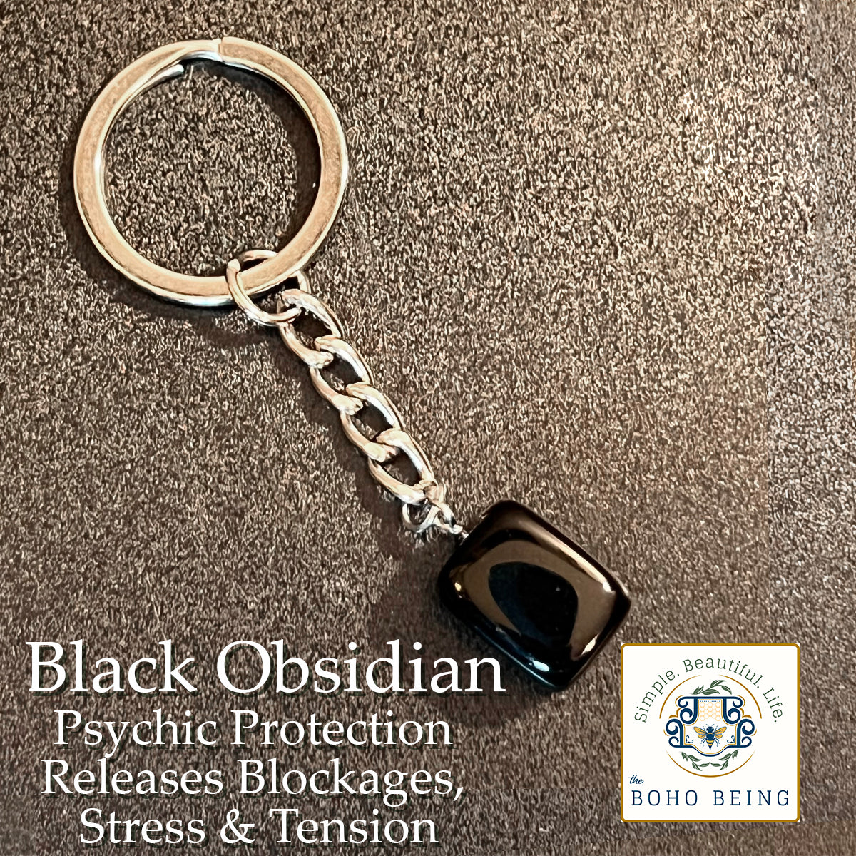 Black Obsidian Keychain