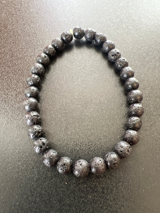 Black Lava Stone Natural Stone Bracelet by Kewl Beads