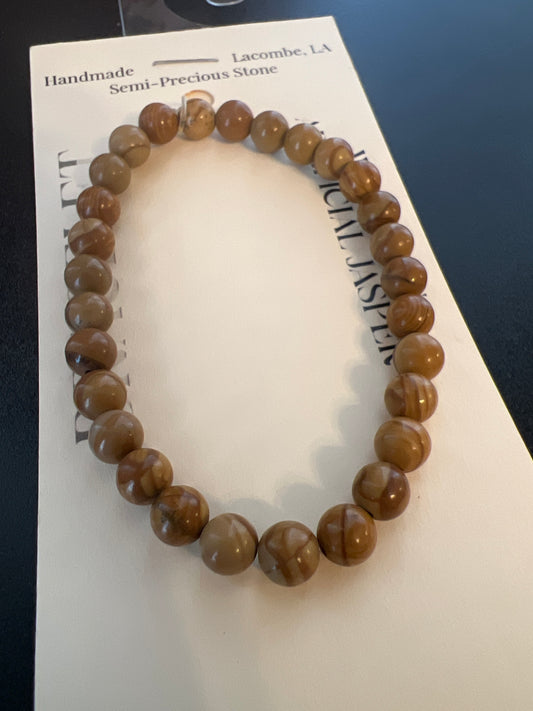 Wood Vein Jasper Natural Stone Bracelet by Kewl Beads