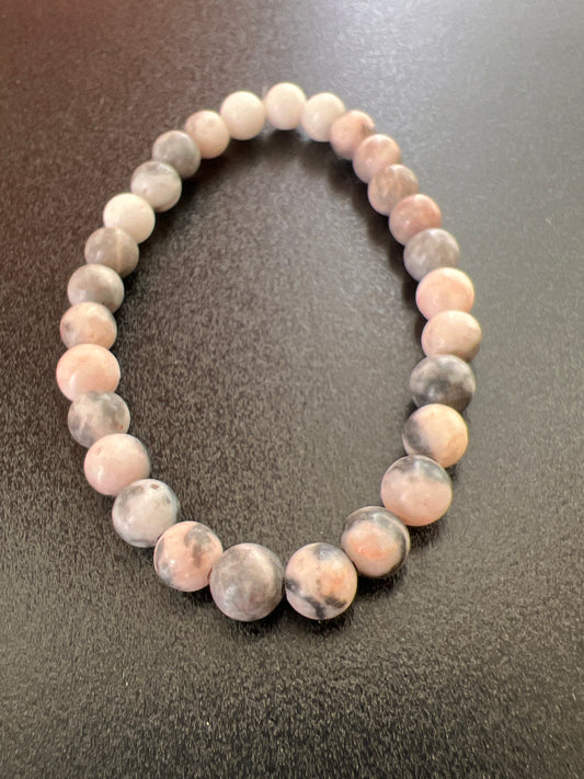 Pink Zebra Natural Stone Bracelet by Kewl Beads