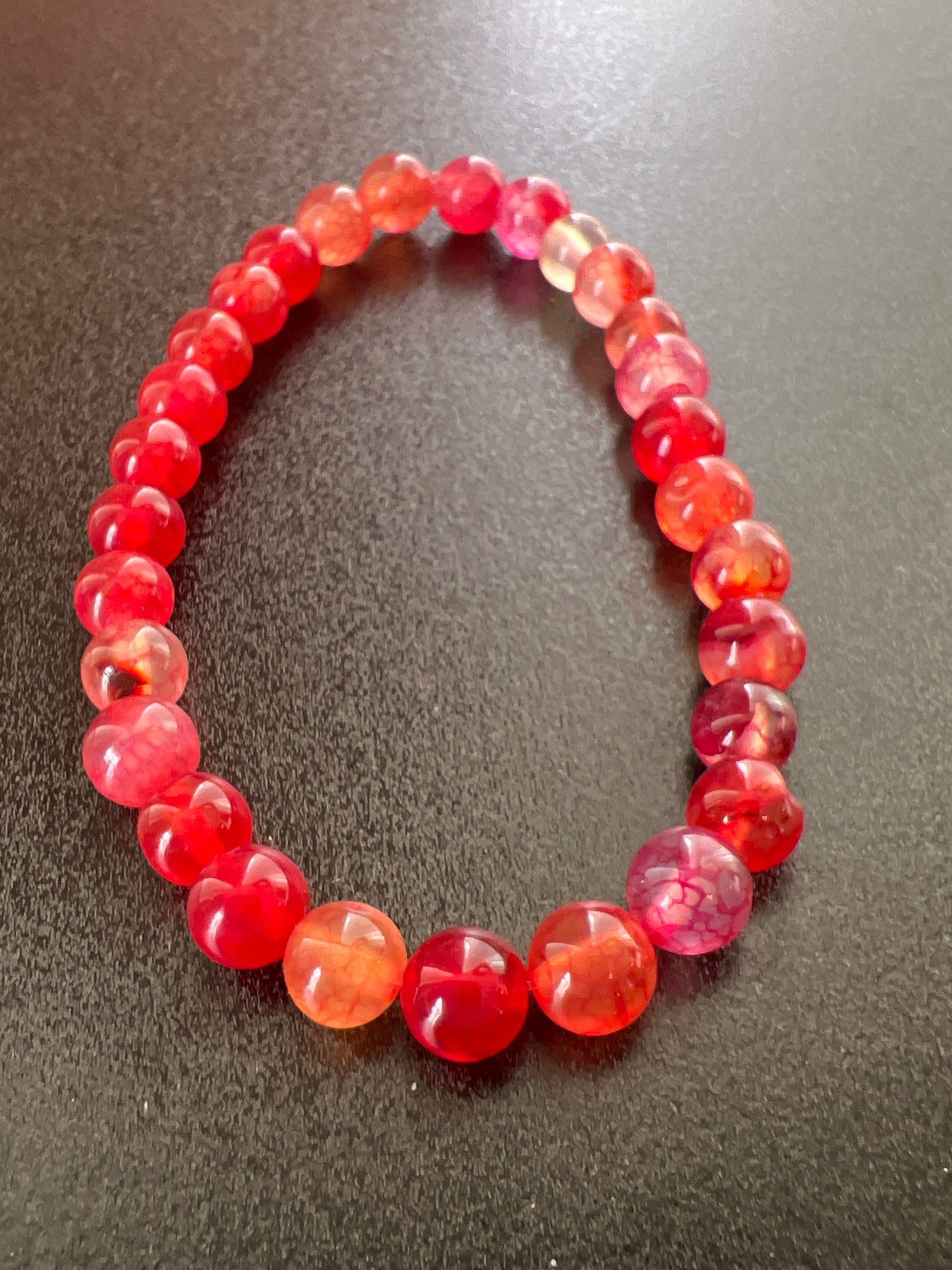 Red Dragon Vein Agate Natural Stone Bracelet by Kewl Beads