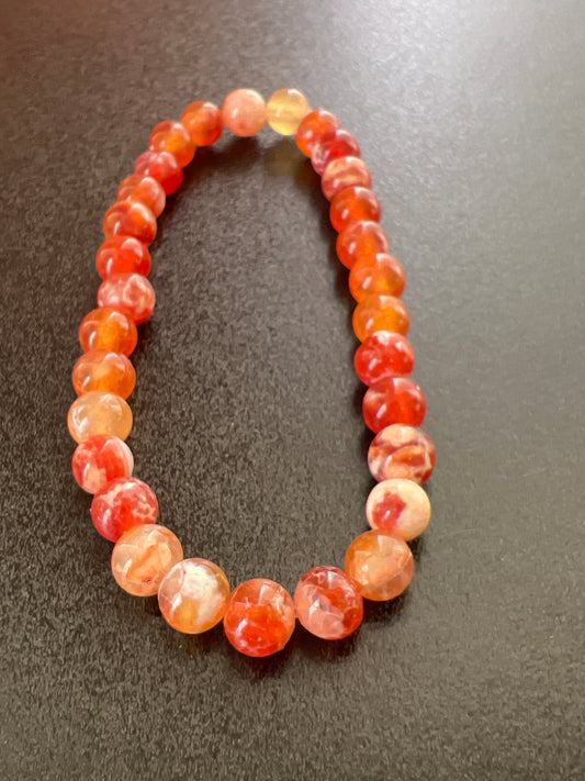 Red Fire Agate Natural Stone Bracelet by Kewl Beads