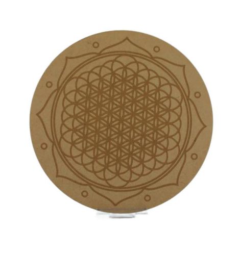 Wooden Flower of Life Crystal Charging Plate