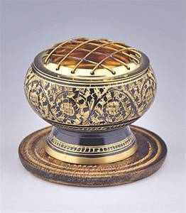 Brass Charcoal Burner with Screen and Coaster - 2.5"D