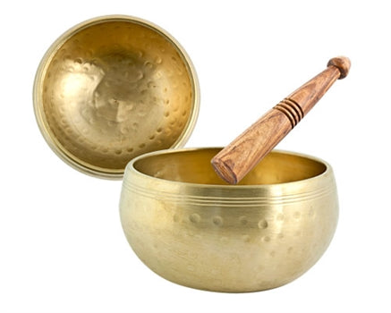 Hand Hammered Brass Tibetan Meditation Singing Bowl - 5"D