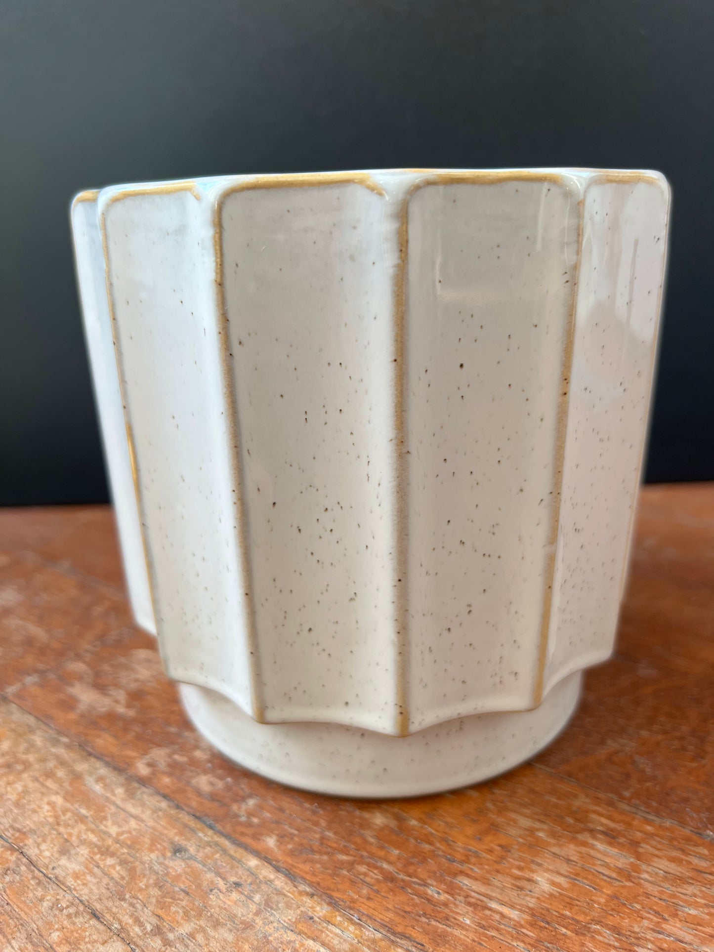 White Grooved Pot Planter