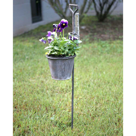 Spade Garden Stake Planter with Rain Gauge