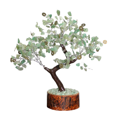 Gem Tree - Green Aventurine with Chinese Coin Charms