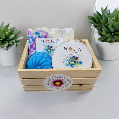 NOLA SoapWorks Gift Crate - Soap + Candle + Bath Bomb