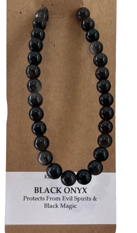 Black Onyx Natural Stone Bracelet by Kewl Beads