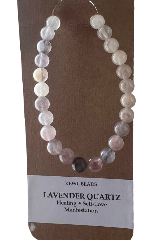 Lavender Quartz Natural Stone Bracelet by Kewl Beads