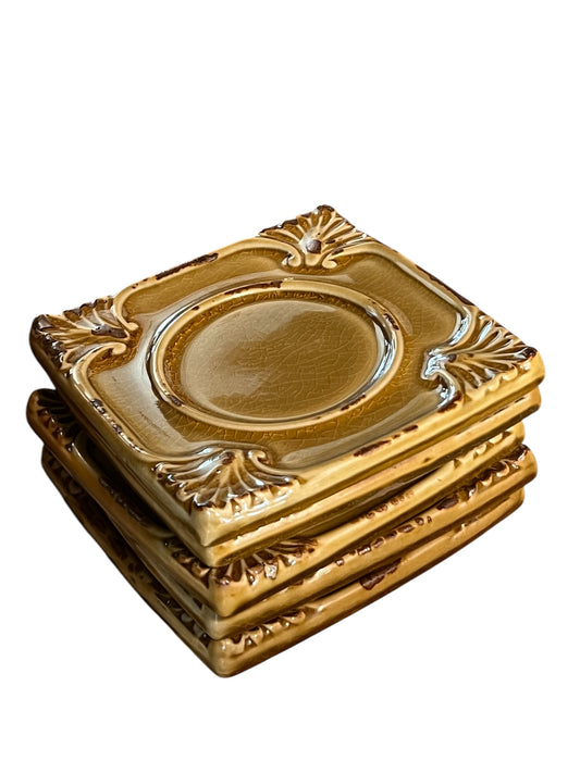 Plant Plate Yellow Brown Square