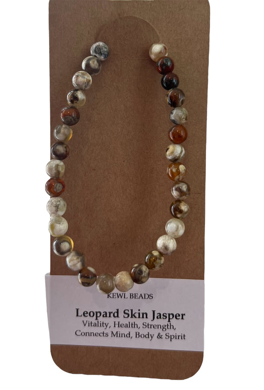 Leopard Skin Jasper Natural Stone Bracelet by Kewl Beads