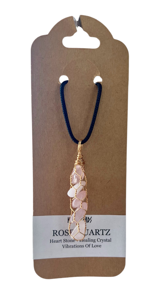 Rose Quartz Stone Necklace by Kewl Beads