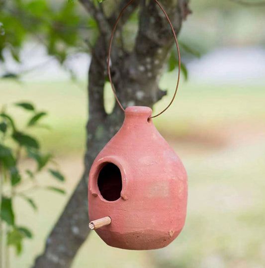 Large Terra Cotta Hanging Bird House