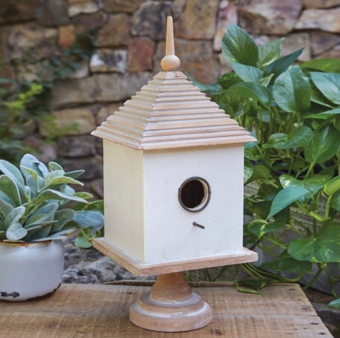 Decorative Wood Pedestal Bird House